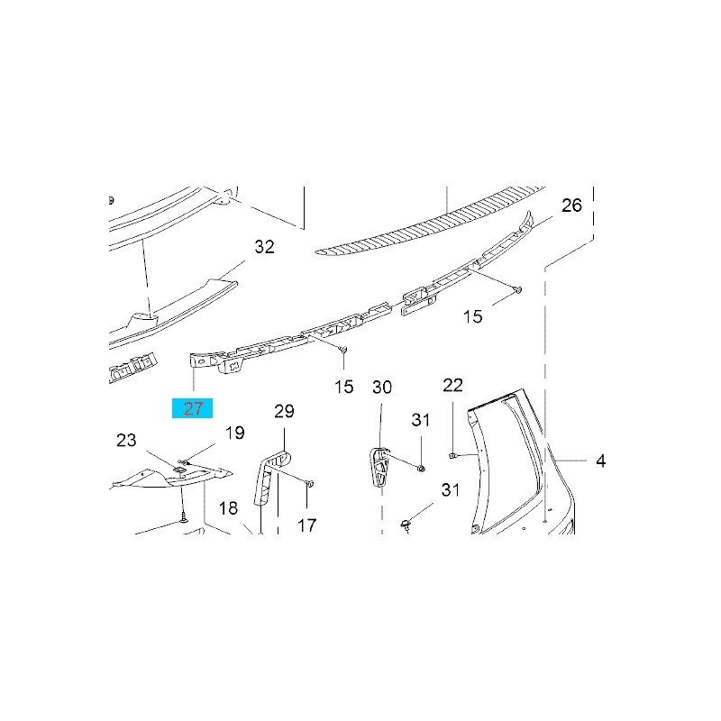 Prawa prowadnica, wspornik zderzaka tylnego GM 13239122 (Opel Insignia)