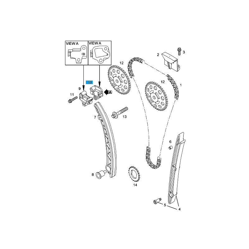 Napinacz łańcucha rozrządu GM55562235 (Opel Adam, Ampera, Astra, Cascada, Corsa, Insignia, Meriva, Mokka, Tigra, Zafira C)